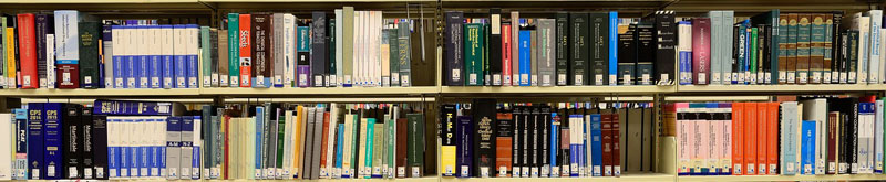 library books on a shelf